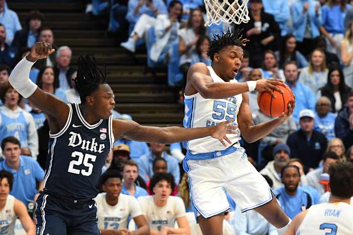 UNC basketball forward Harrison Ingram versus Duke